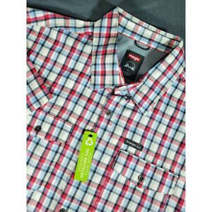 Wrangler Shirt Mens XL White Blue Pink Plaid S/s  Button Up Rugged Cowboy